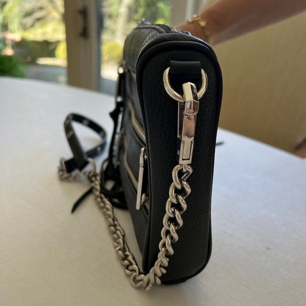 Rebecca Minkoff “5 Zip Crossbody” Bag in Black Leather & Silver Hardware - Picture 6 of 12